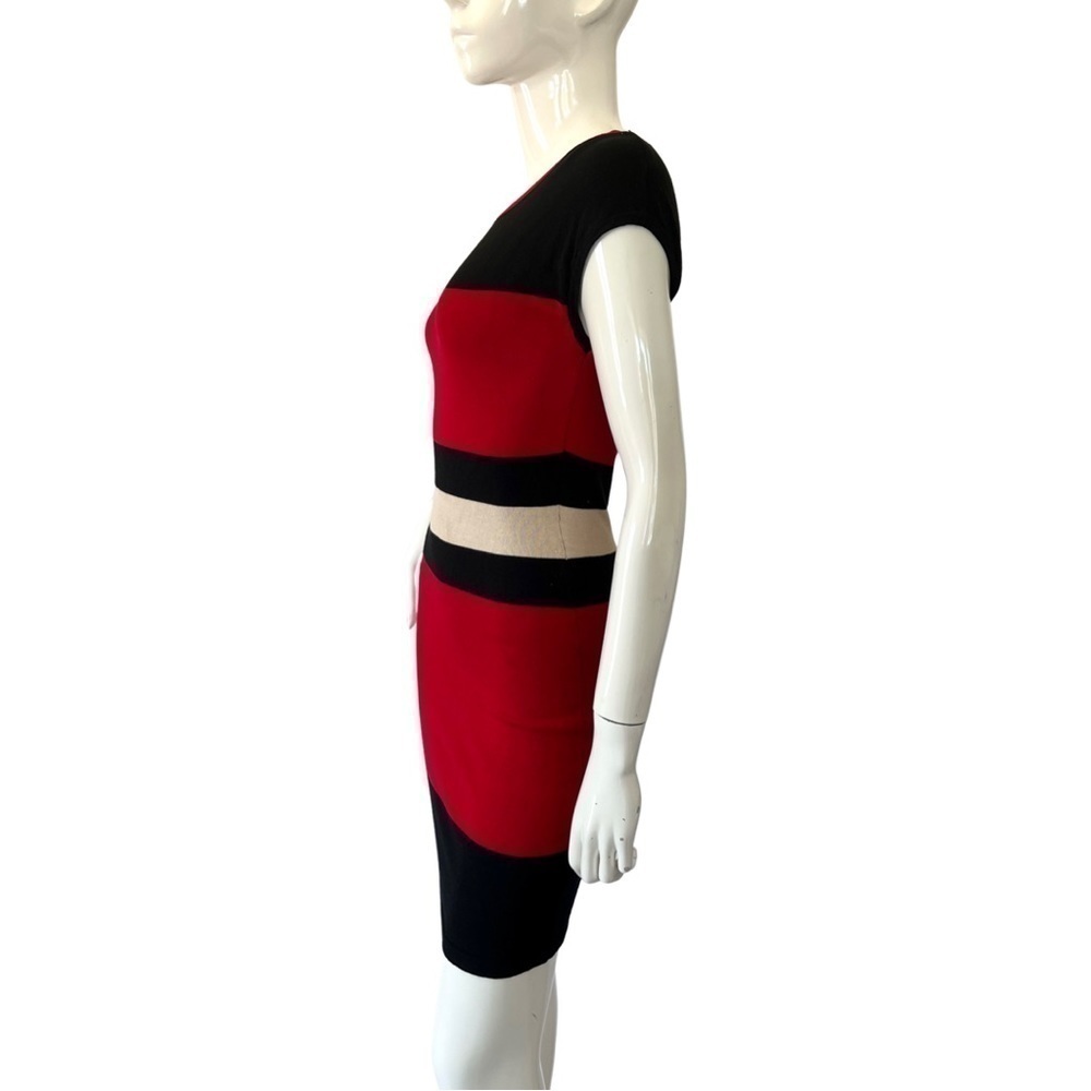 LIMITÉ Red & Black Striped Knit Fitted Sweater Dress Stretchy Bodycon Size M/L - Picture 3 of 6